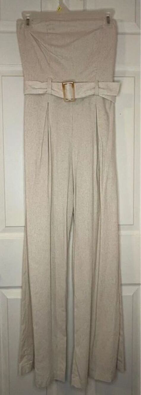 Monteau Los Angeles Khaki Linen Rayon Jumpsuit Small